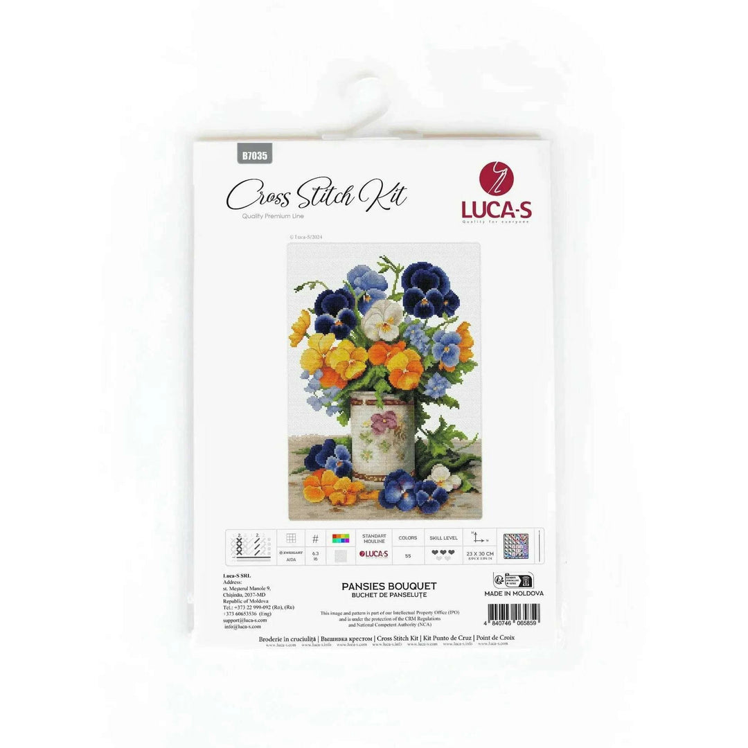 Pansies Bouquet B7035L Counted Cross-Stitch Kit