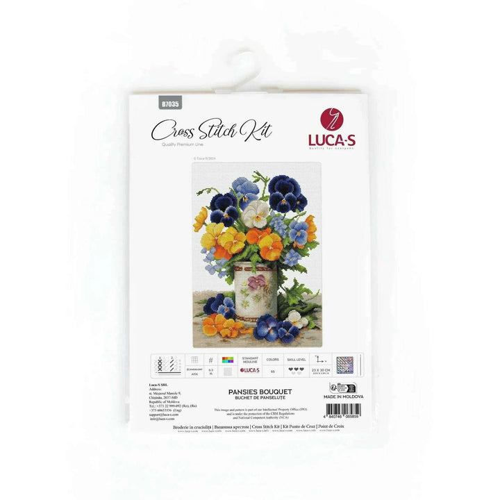 Pansies Bouquet B7035L Counted Cross-Stitch Kit