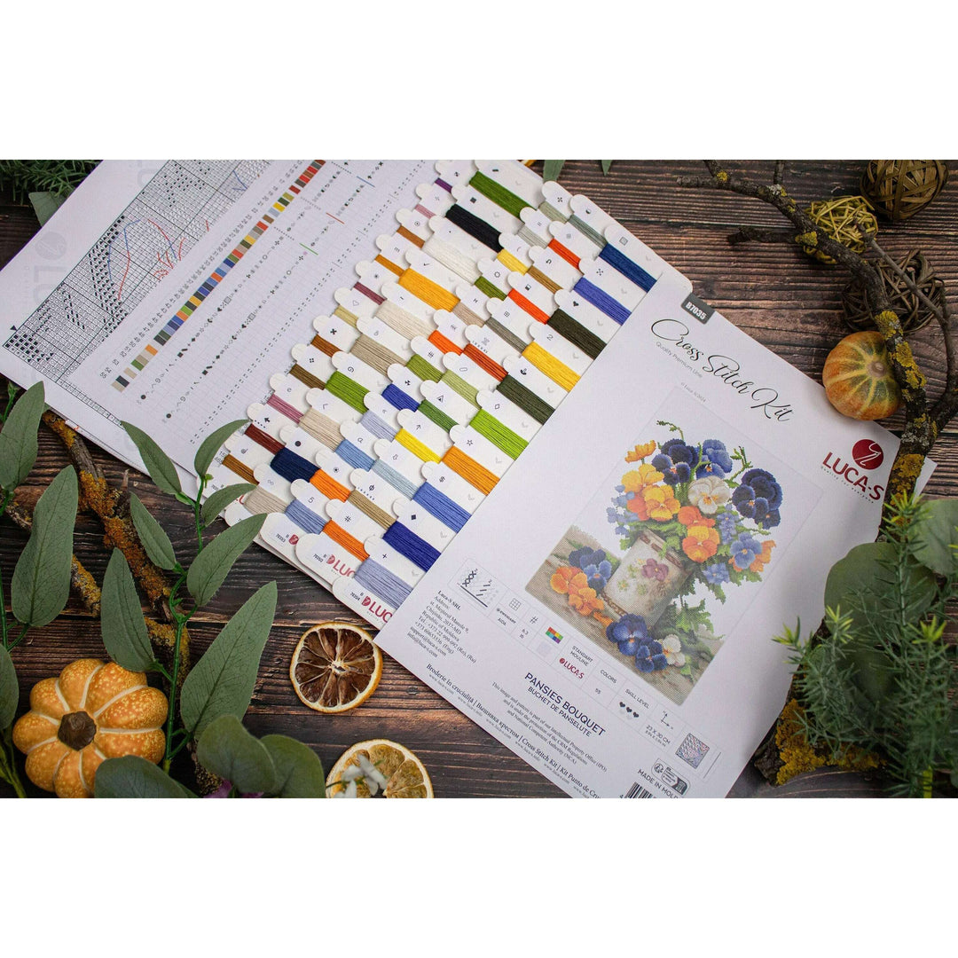 Pansies Bouquet B7035L Counted Cross-Stitch Kit