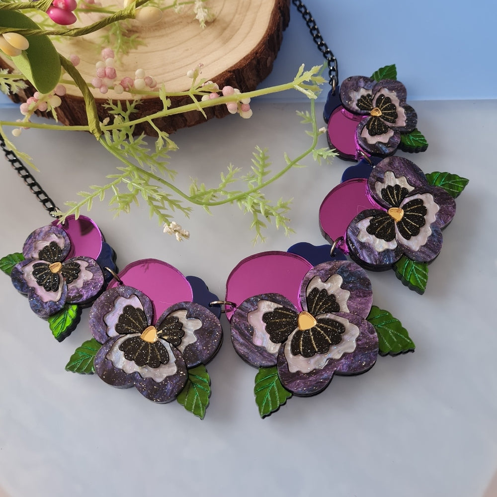 Pansy Charm Statement Necklace - Pre Order by Cherryloco Jewellery 8