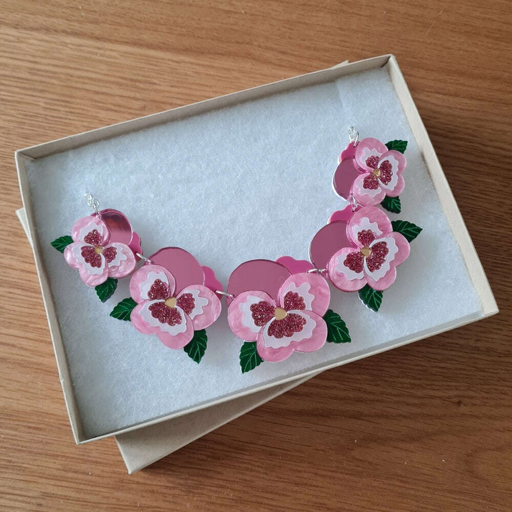 Pansy Charm Statement Necklace - Pre Order by Cherryloco Jewellery 4