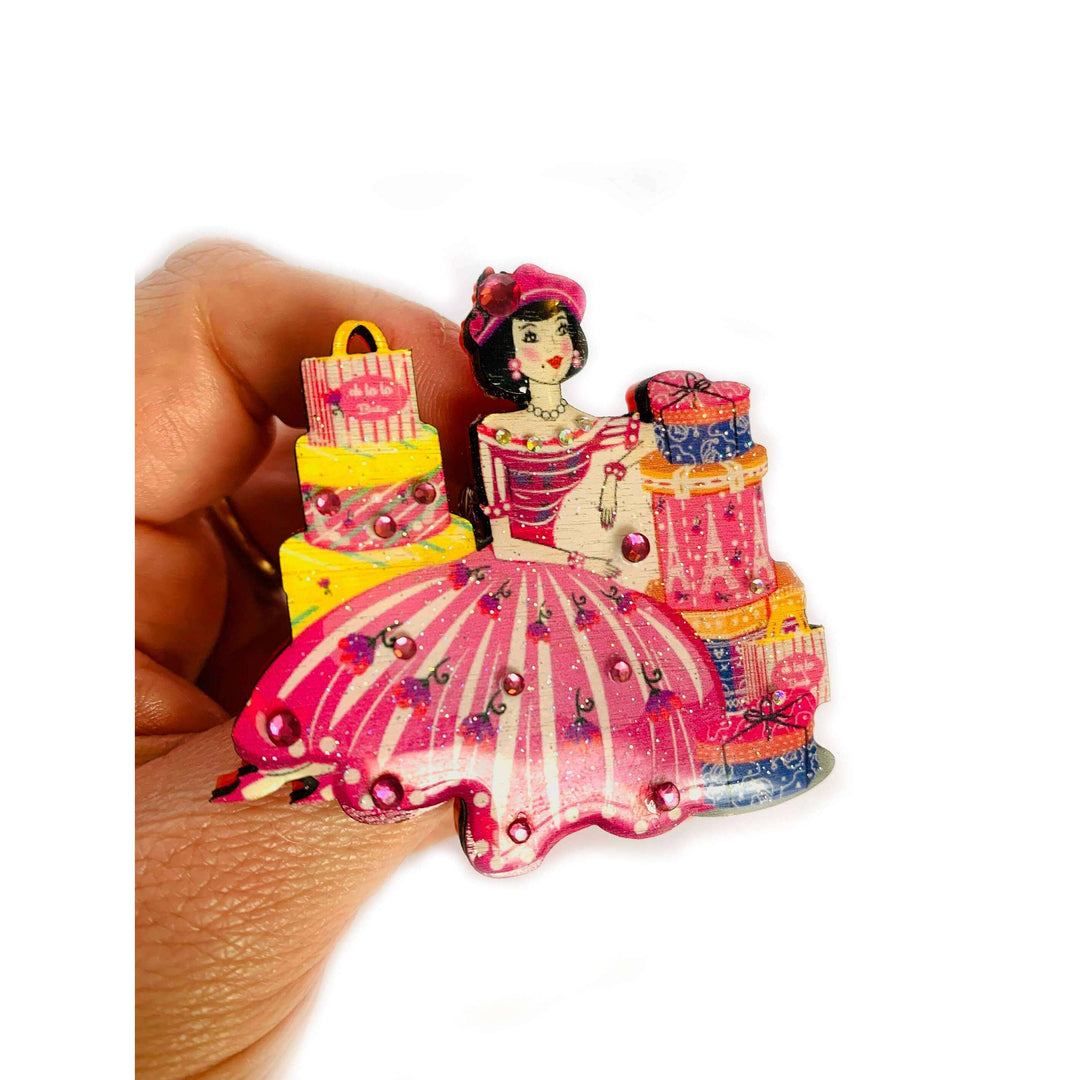 Paris Shopping Brooch by Rosie Rose Parker
