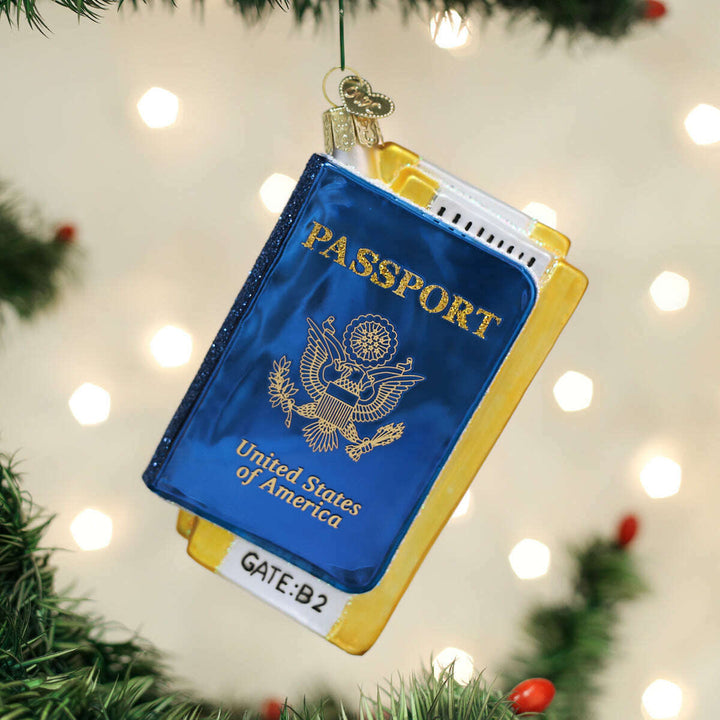 Old World Christmas Passport Blown Glass Ornament