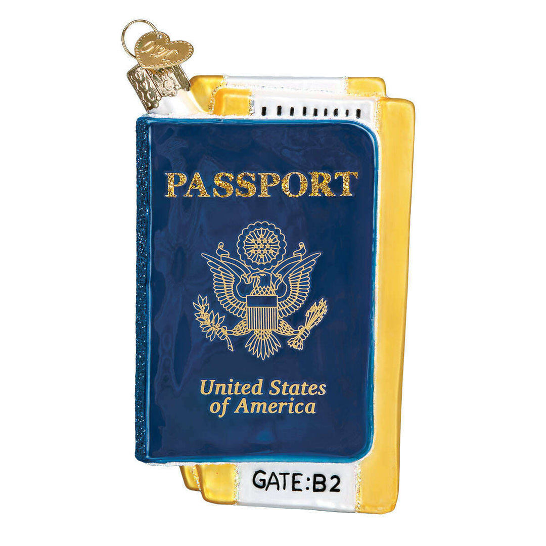Old World Christmas Passport Blown Glass Ornament