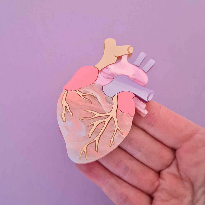 Pastel Anatomical Heart Brooch by Cherryloco Jewellery 3