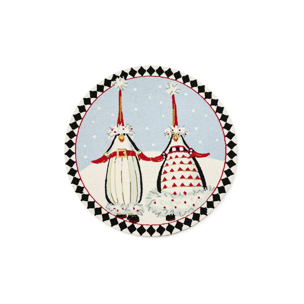 Patience Brewster Santa Penguins 3' Round Rug