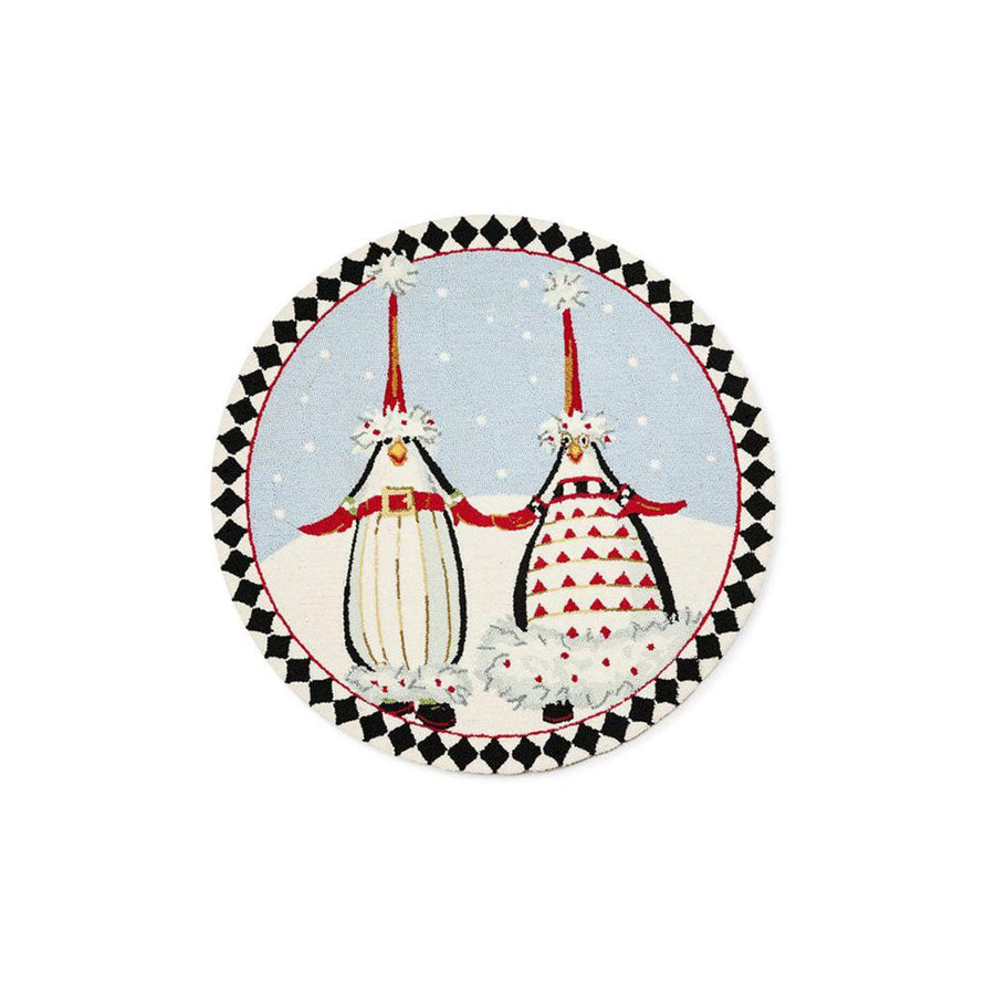 Patience Brewster Santa Penguins 3' Round Rug