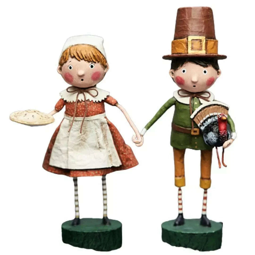Patience & Palmer Pilgrim Thanksgiving Set of 2 Figurines by Lori Mitchell (Ships July)