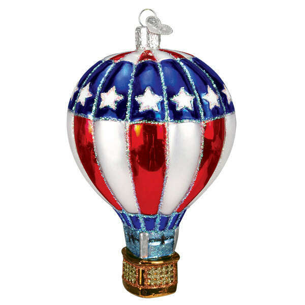 Old World Christmas Patriotic Hot Air Balloon Blown Glass Ornament