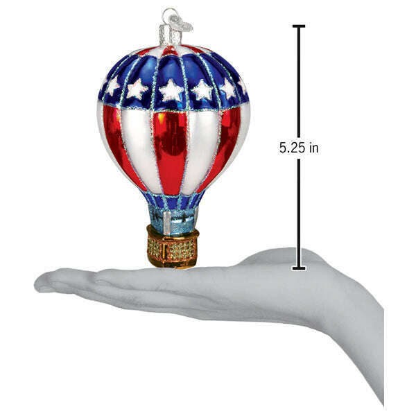 Old World Christmas Patriotic Hot Air Balloon Blown Glass Ornament