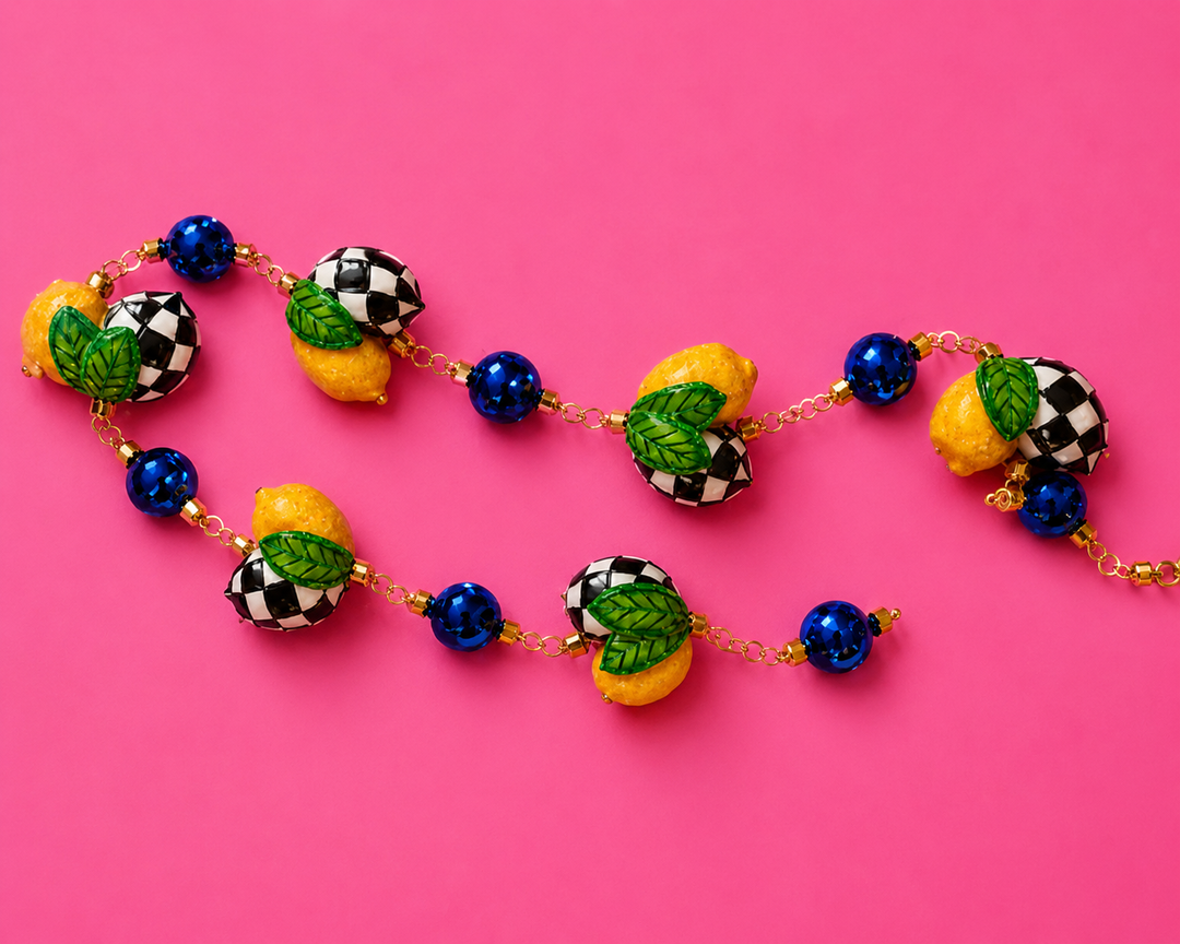 Black Checked Lemon Glass Garland