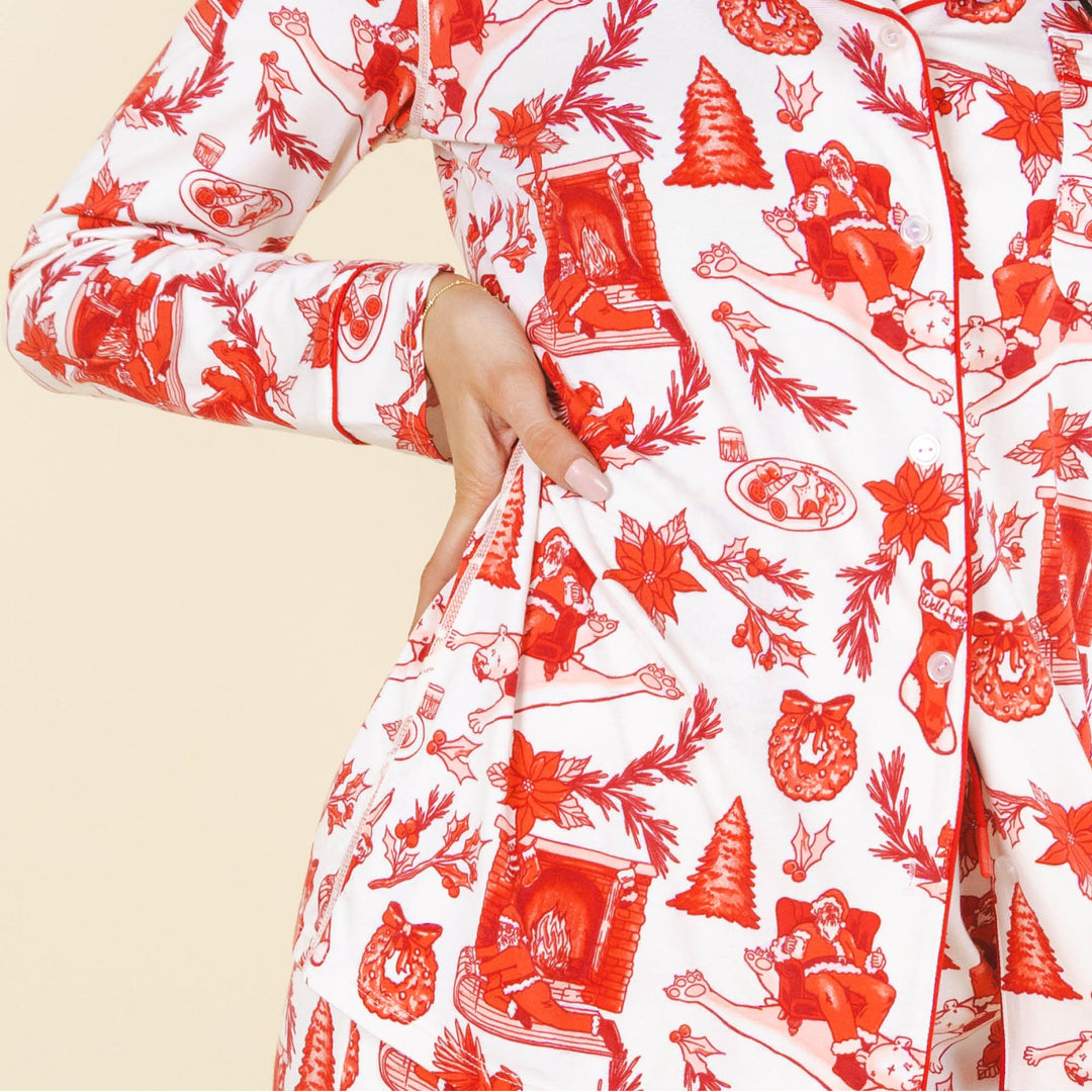 The Santa Slays | Christmas Toile SleepDeep™ Women’s Long Sleeve Pajama Set