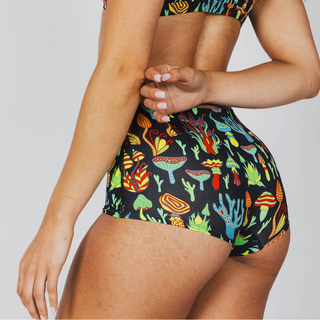 The Super Shroom | Neon Mushrooms Modal Boyshort Underwear
