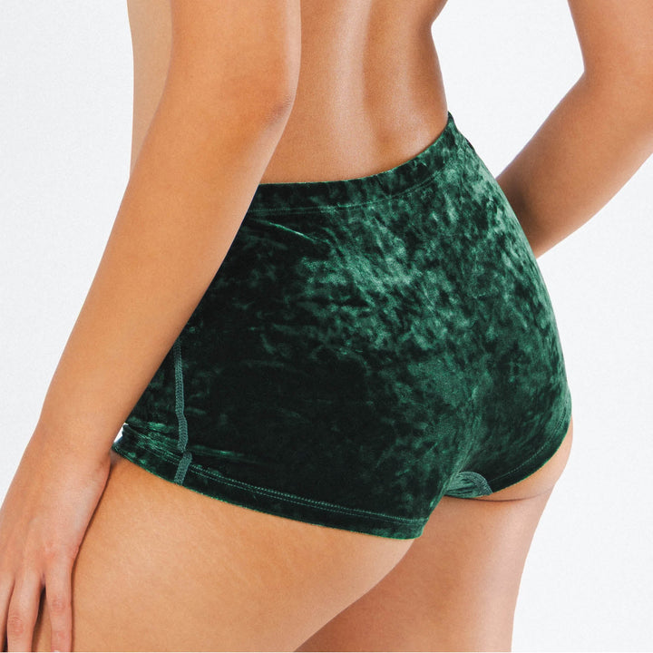 The Extravagance | Dark Green Velvet Boyshort Underwear