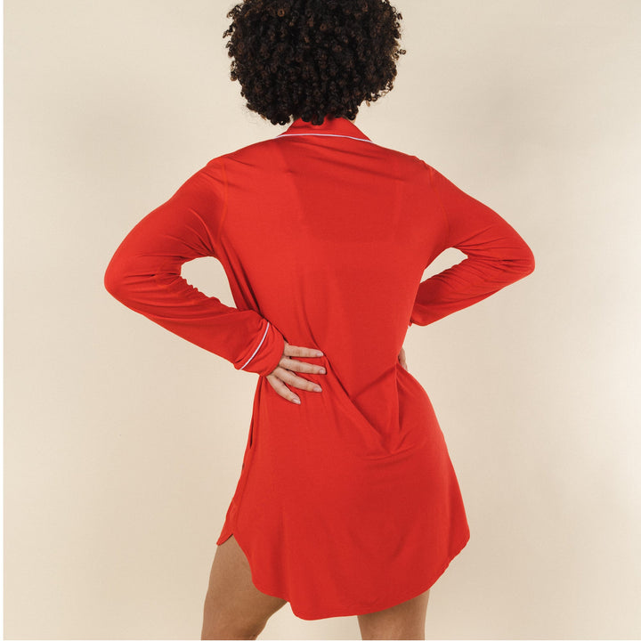 The Maraschino | Flame Scarlet Red SleepDeep™ Long Sleeve Pajama Dress