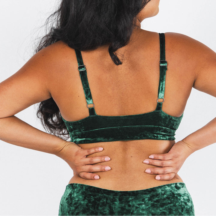 The Extravagance | Dark Green Velvet Plunge Bralette