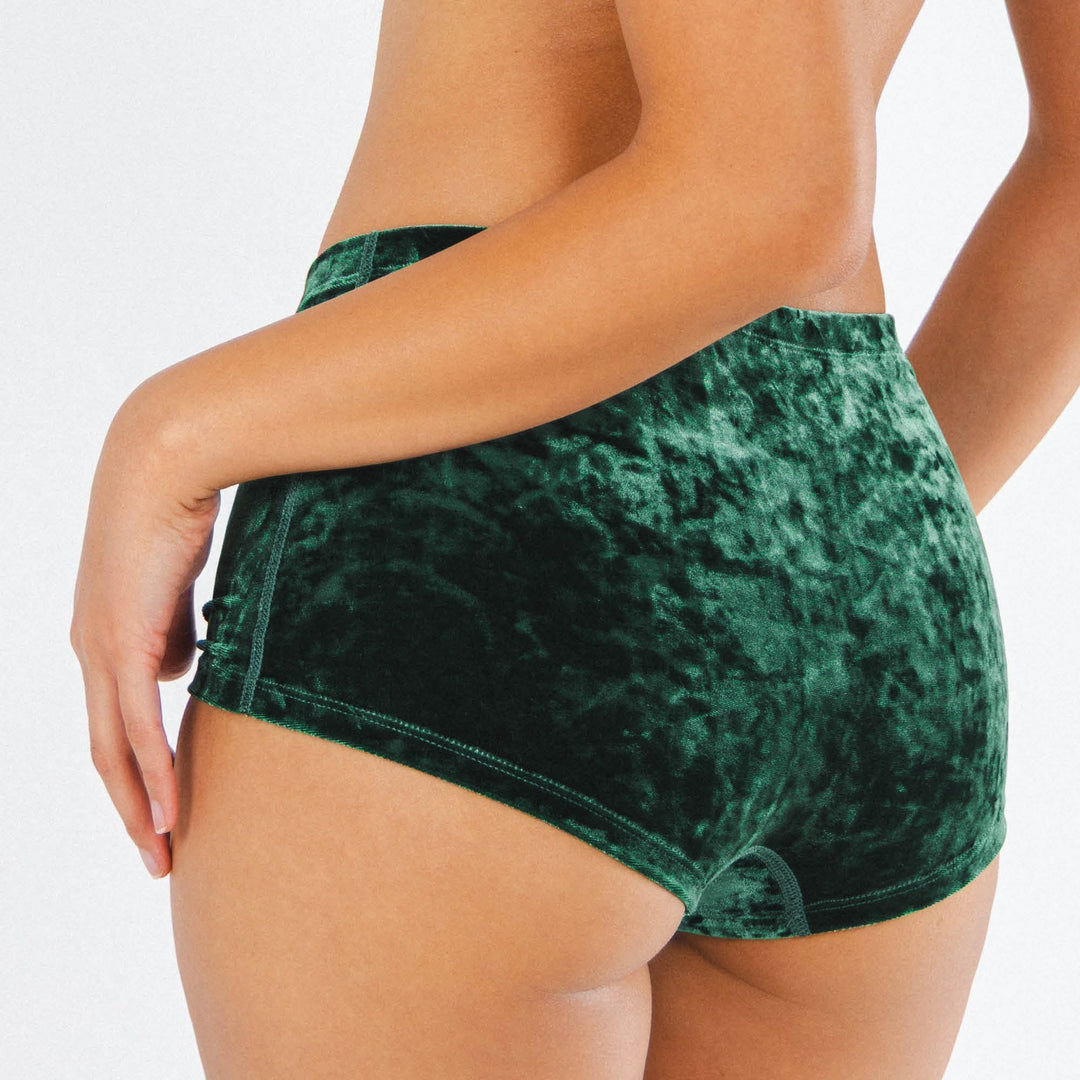 The Extravagance | Dark Green Velvet Boyshort Underwear