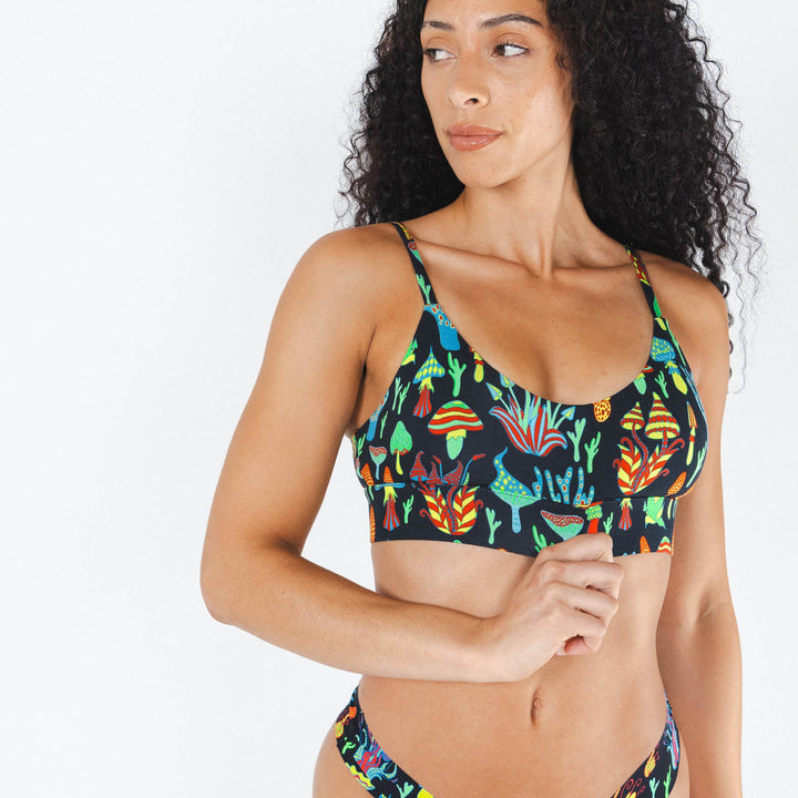 The Super Shroom | Neon Mushrooms Boob Hammock™ Scoop Bralette