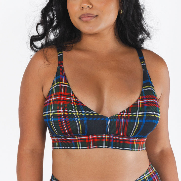 The Cappuccino | Holiday Tartan Plaid Boob Hammock™ Plunge Bralette