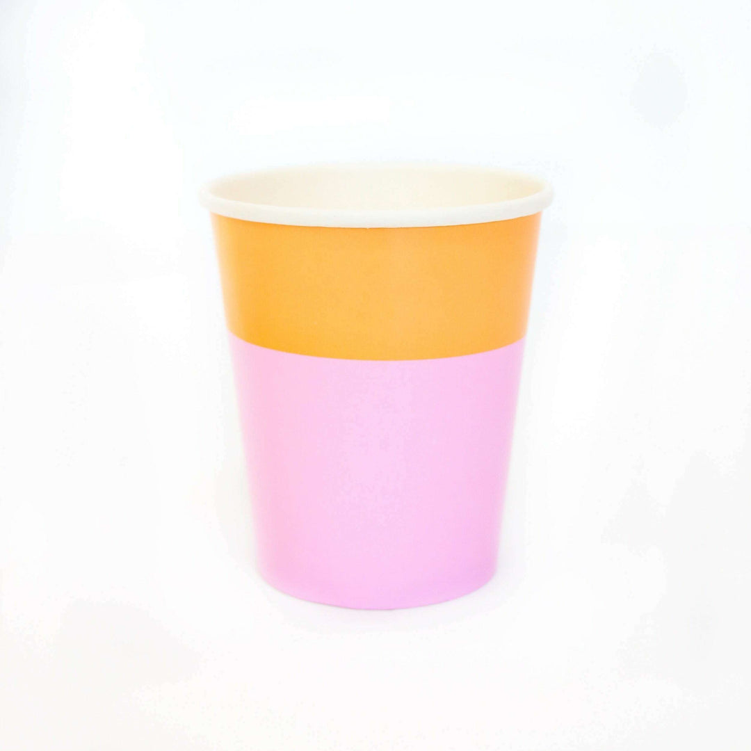Peach and Lavender Cup Color Blocked Paper Party Ware