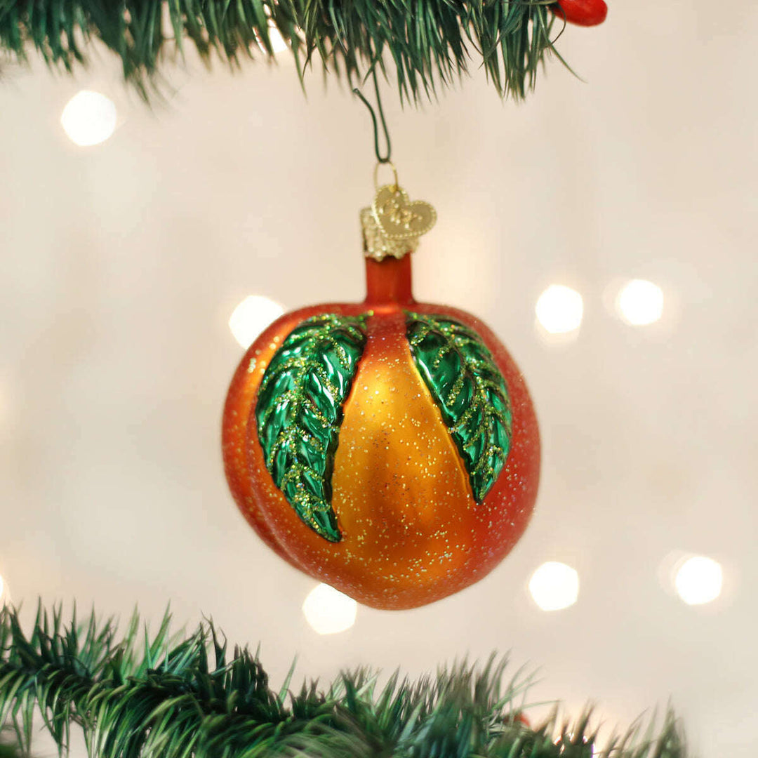 Old World Christmas Peach Blown Glass Ornament