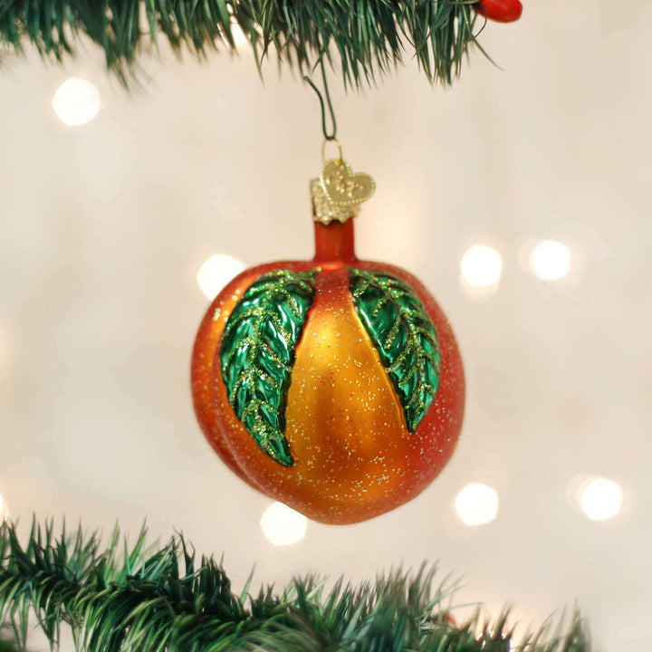 Old World Christmas Peach Blown Glass Ornament