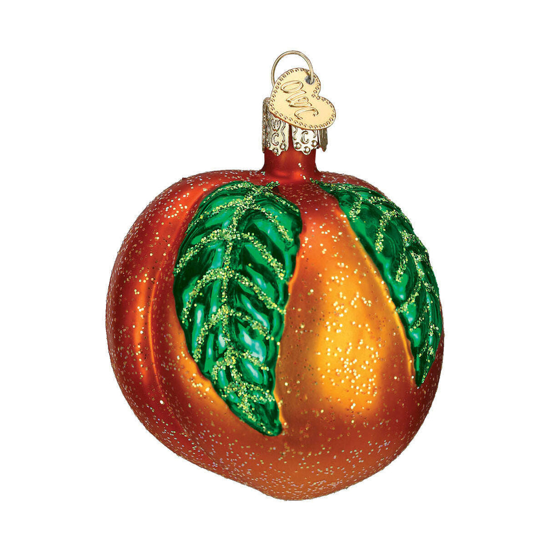 Old World Christmas Peach Blown Glass Ornament