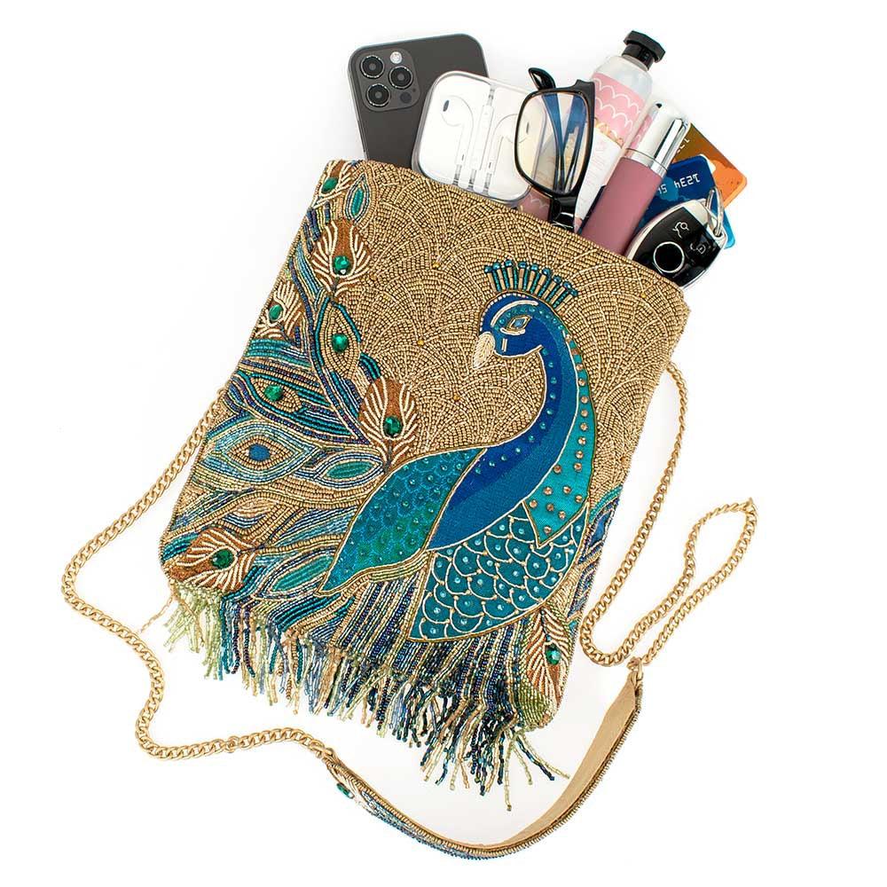 Peacock Feathers Crossbody Handbag by Mary Frances image 8