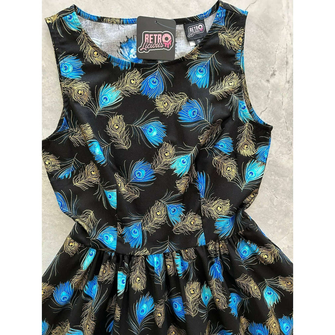 Peacock Feathers Vintage Dress