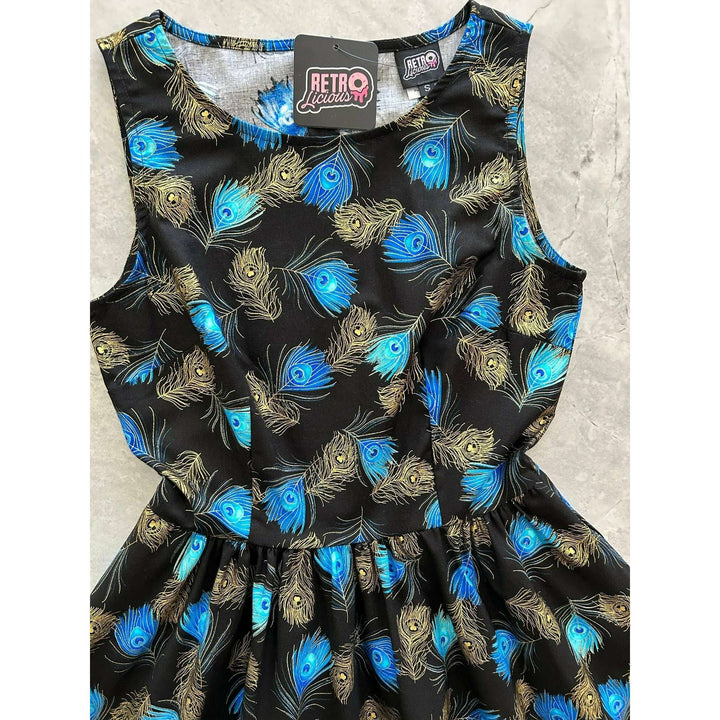 Peacock Feathers Vintage Dress
