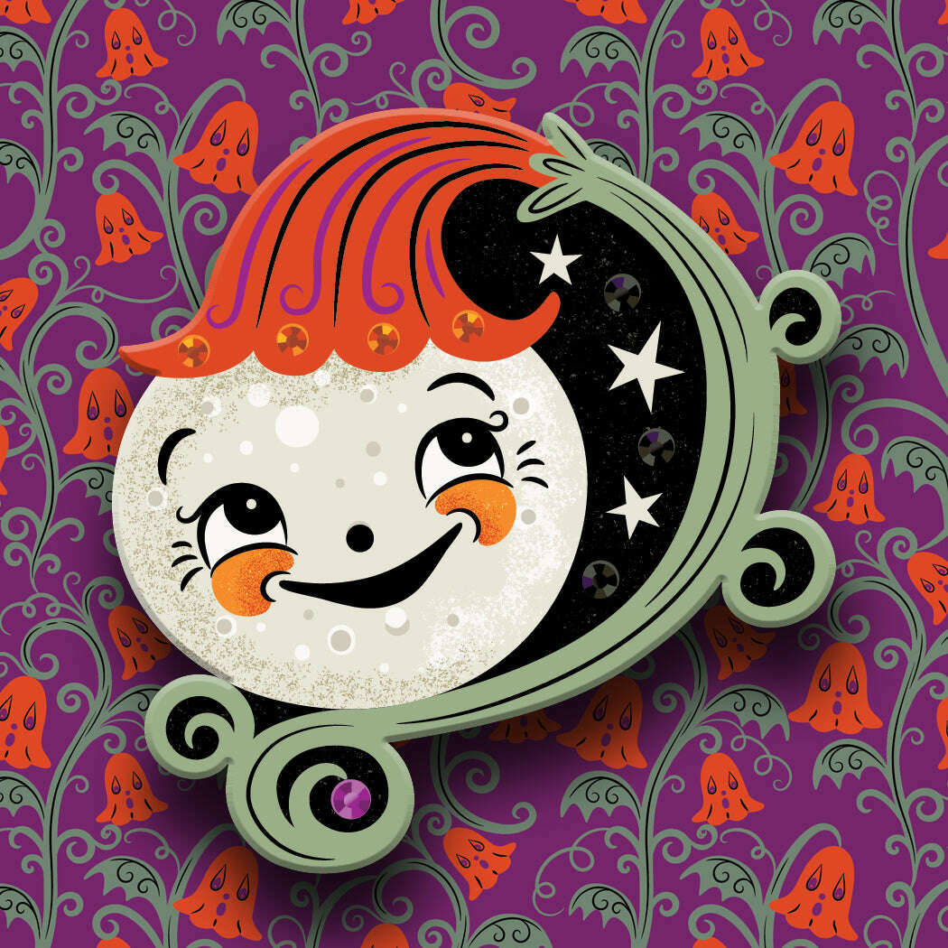 Peeking Petalluna Brooch by Johanna Parker x Lipstick & Chrome -ORANGE – view 2
