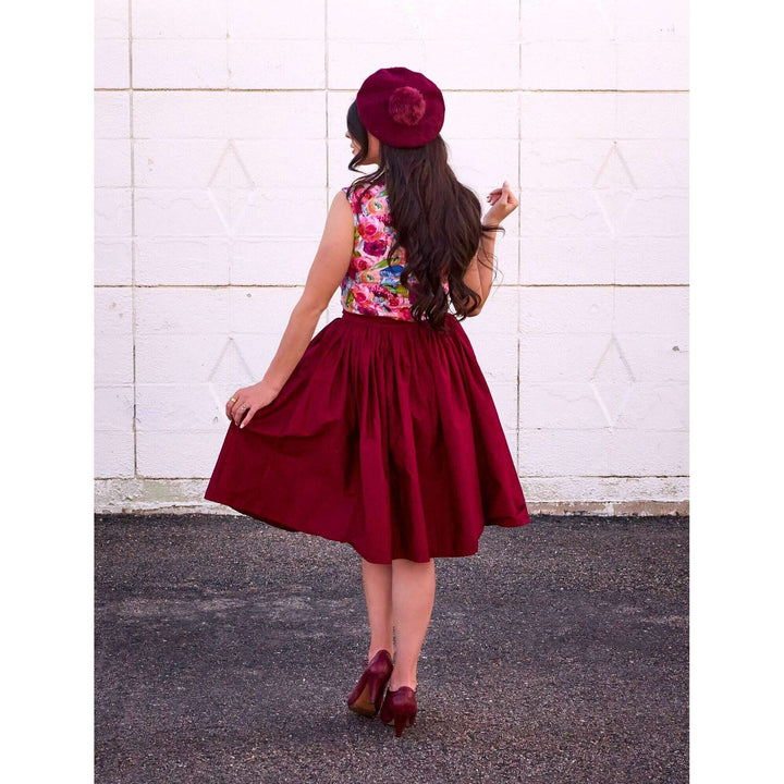 Peggy Swing Skirt in Burgundy
