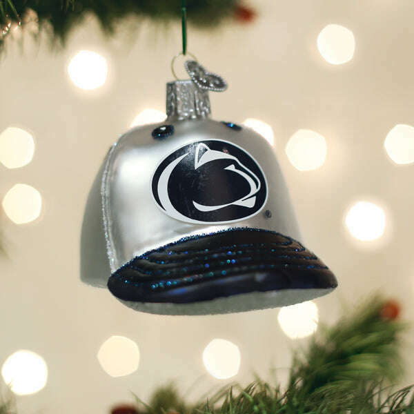Old World Christmas Penn State Baseball Cap Blown Glass Ornament