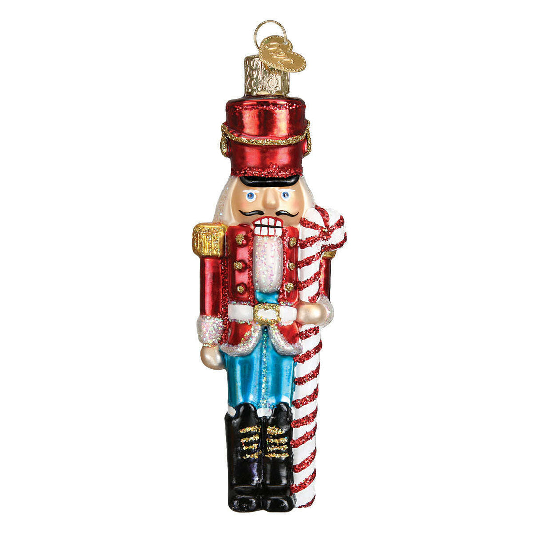 Old World Christmas Peppermint Nutcracker Blown Glass Ornament