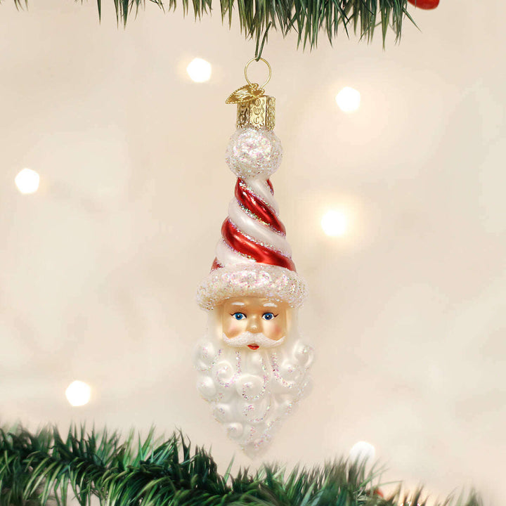Old World Christmas Peppermint Twist Santa Blown Glass Ornament