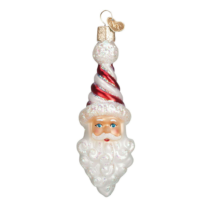Old World Christmas Peppermint Twist Santa Blown Glass Ornament