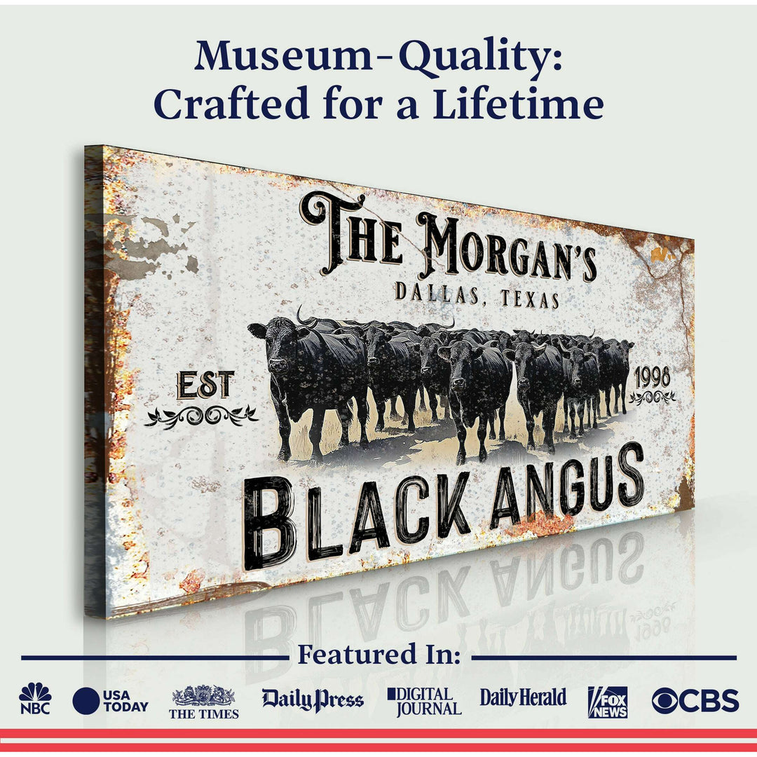 Personalized Black Angus Cattle Sign II