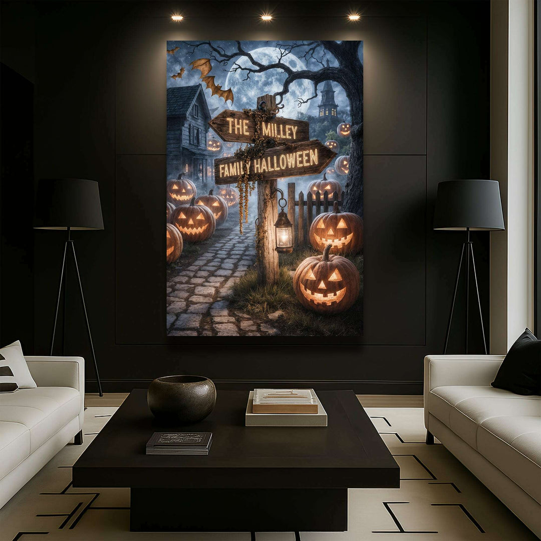 Personalized Family Name Street Sign Halloween Wall Art