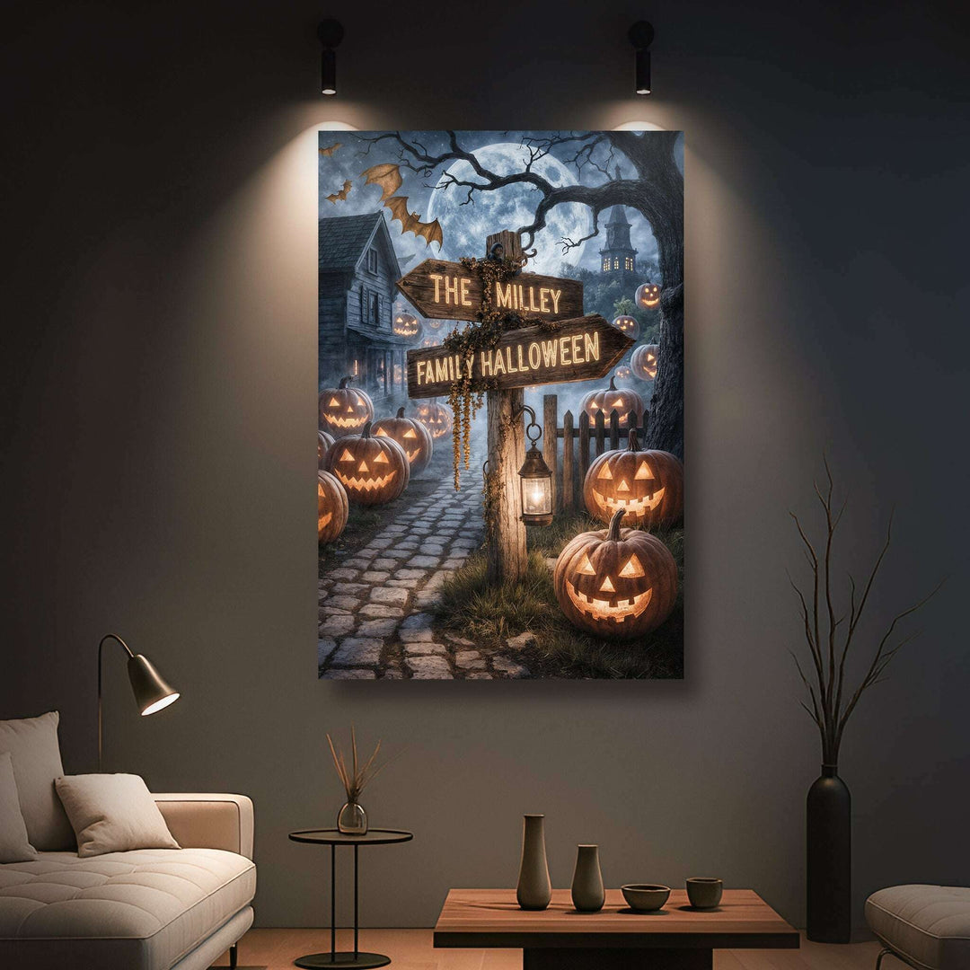 Personalized Family Name Street Sign Halloween Wall Art
