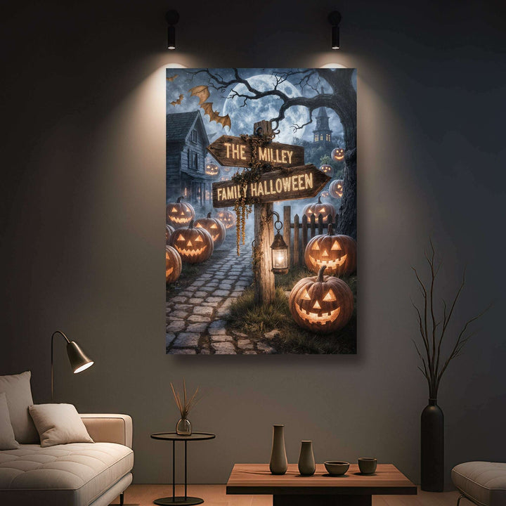 Personalized Family Name Street Sign Halloween Wall Art