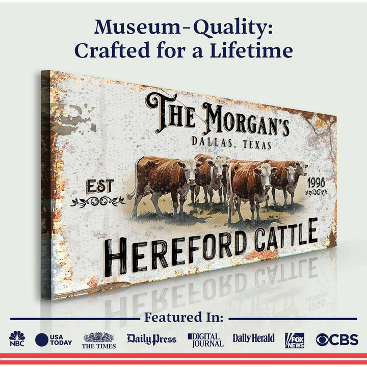 Personalized Hereford Cattle Sign II
