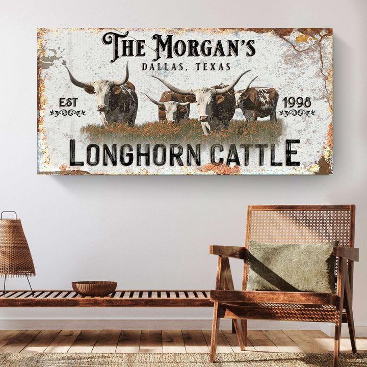 Personalized Long Horn Cattle Sign II