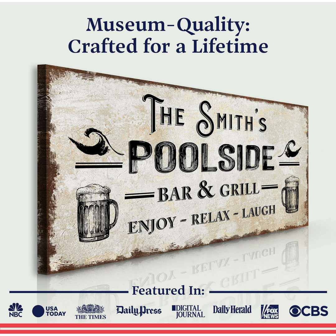 Personalized Poolside Bar And Grill Sign