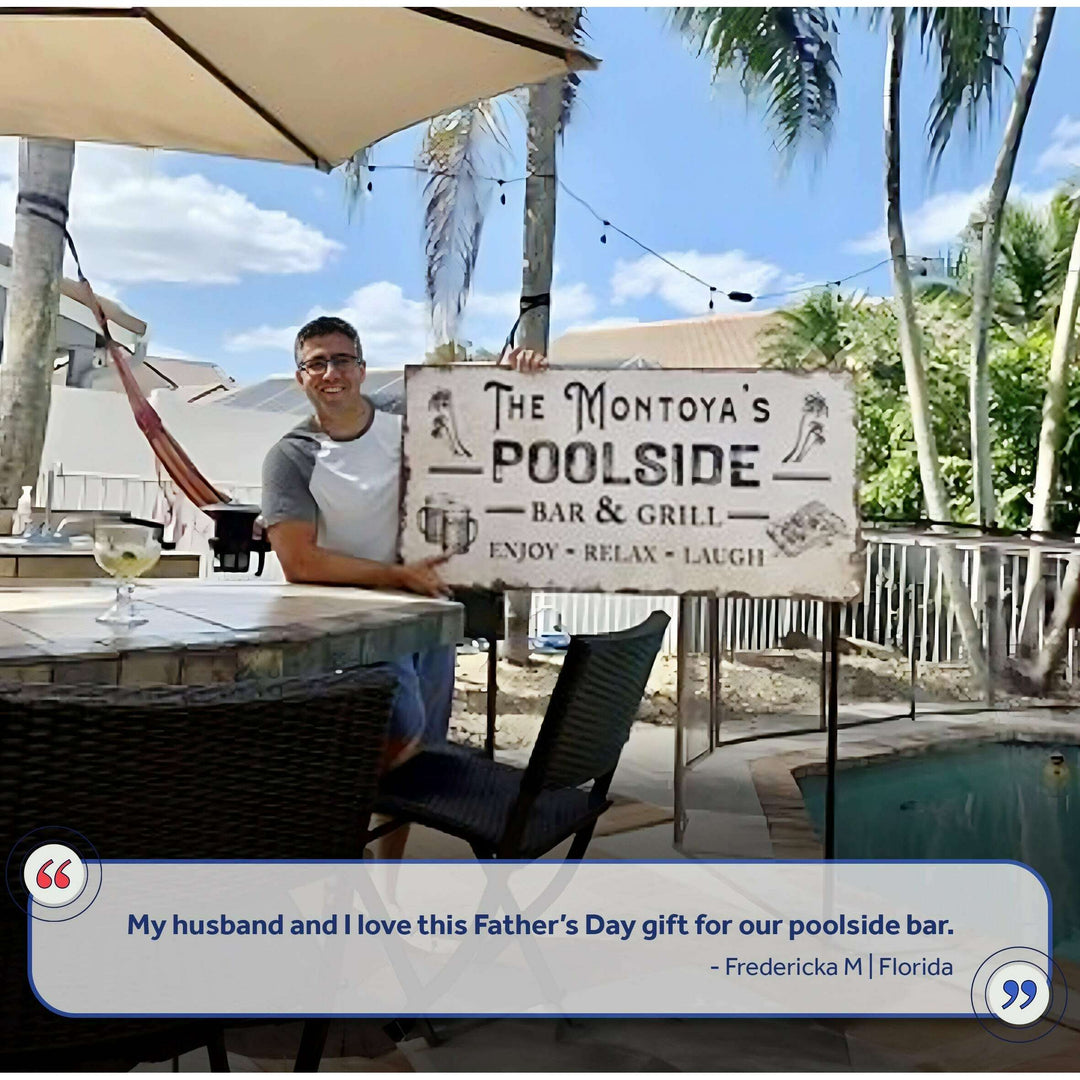 Personalized Poolside Bar And Grill Sign