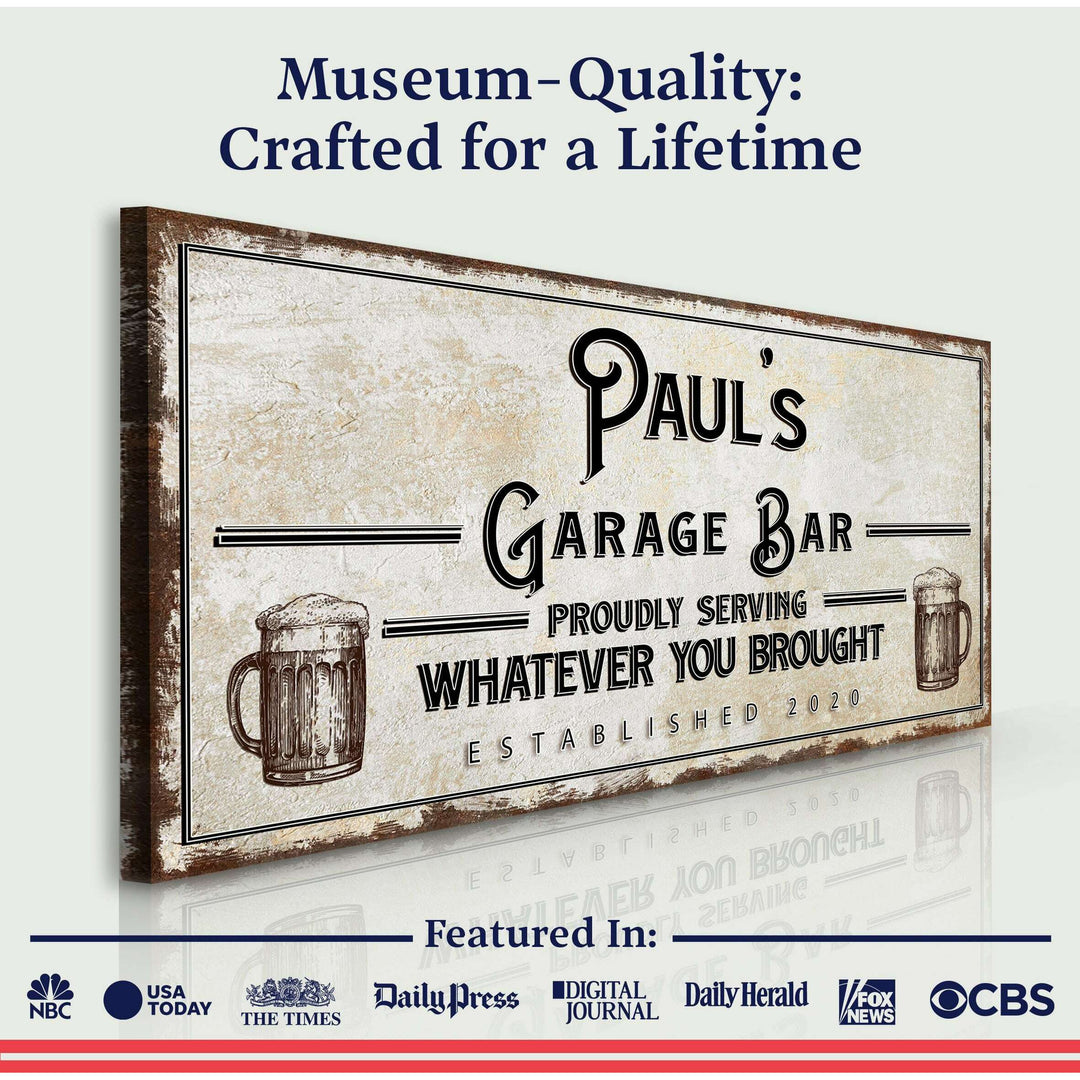 Personalized Rustic Garage Sign for Home Bar: Enhance Your Man Cave Wall Decor with Personalized Basement Bar Sign