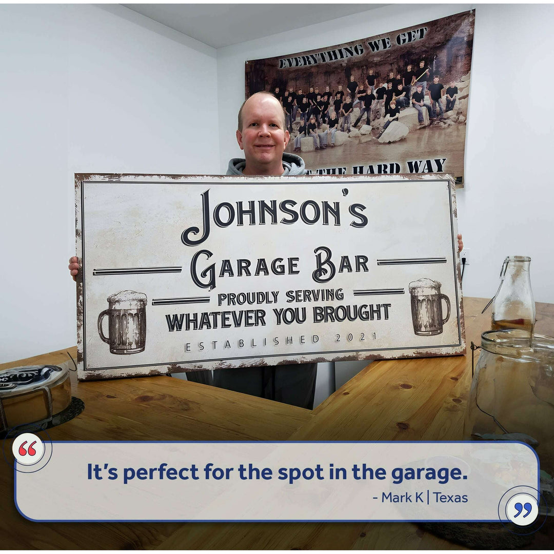 Personalized Rustic Garage Sign for Home Bar: Enhance Your Man Cave Wall Decor with Personalized Basement Bar Sign