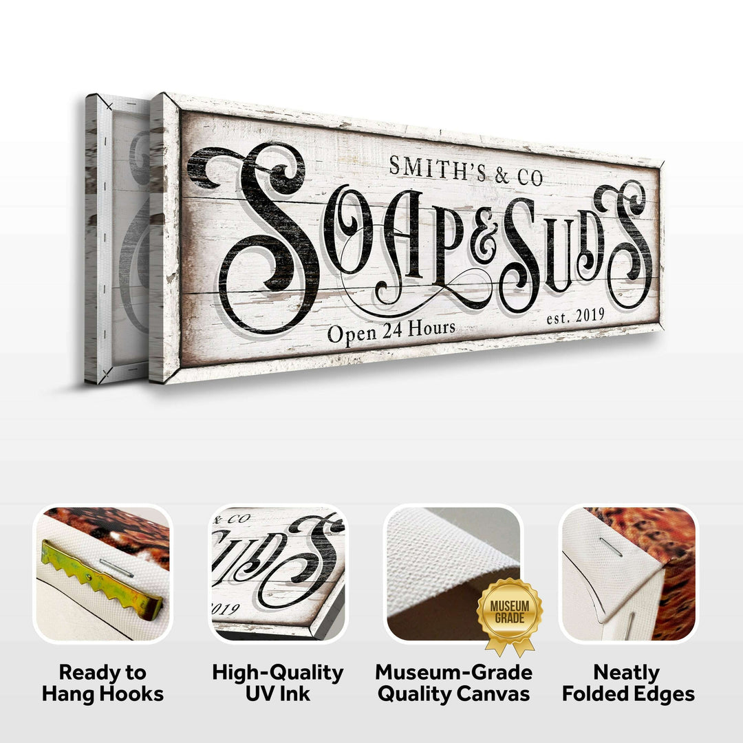 Personalized Soap And Suds Laundry Sign