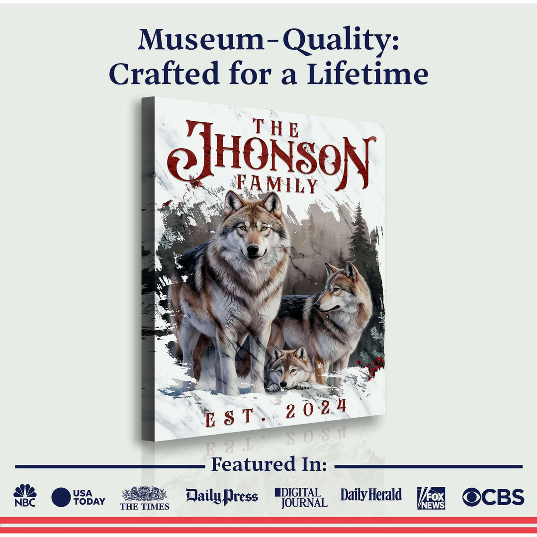 Personalized Wolf Family Wall Art