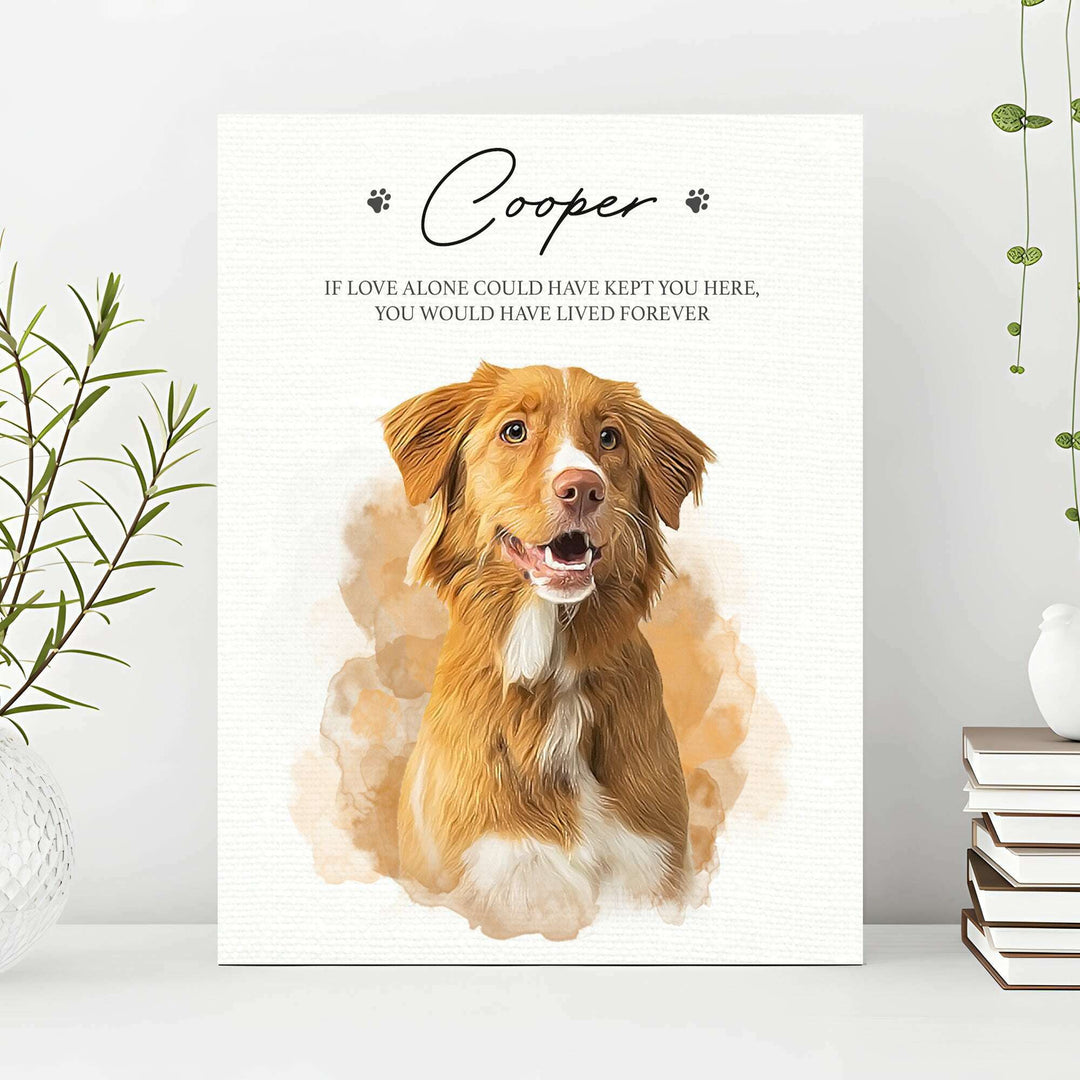 Pet Memorial Portrait Watercolor Sign If Love Alone