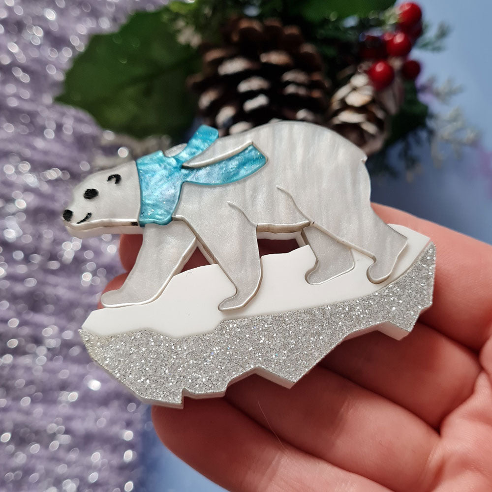 Pete The Polar Bear Brooch by Cherryloco Jewellery 2